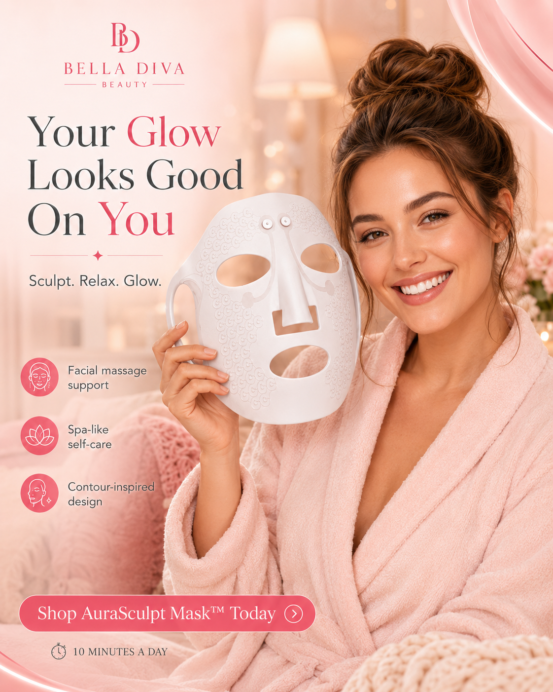 AuraSculpt Mask™ | Anti-Aging 10-Min Spa & Circulation Boost