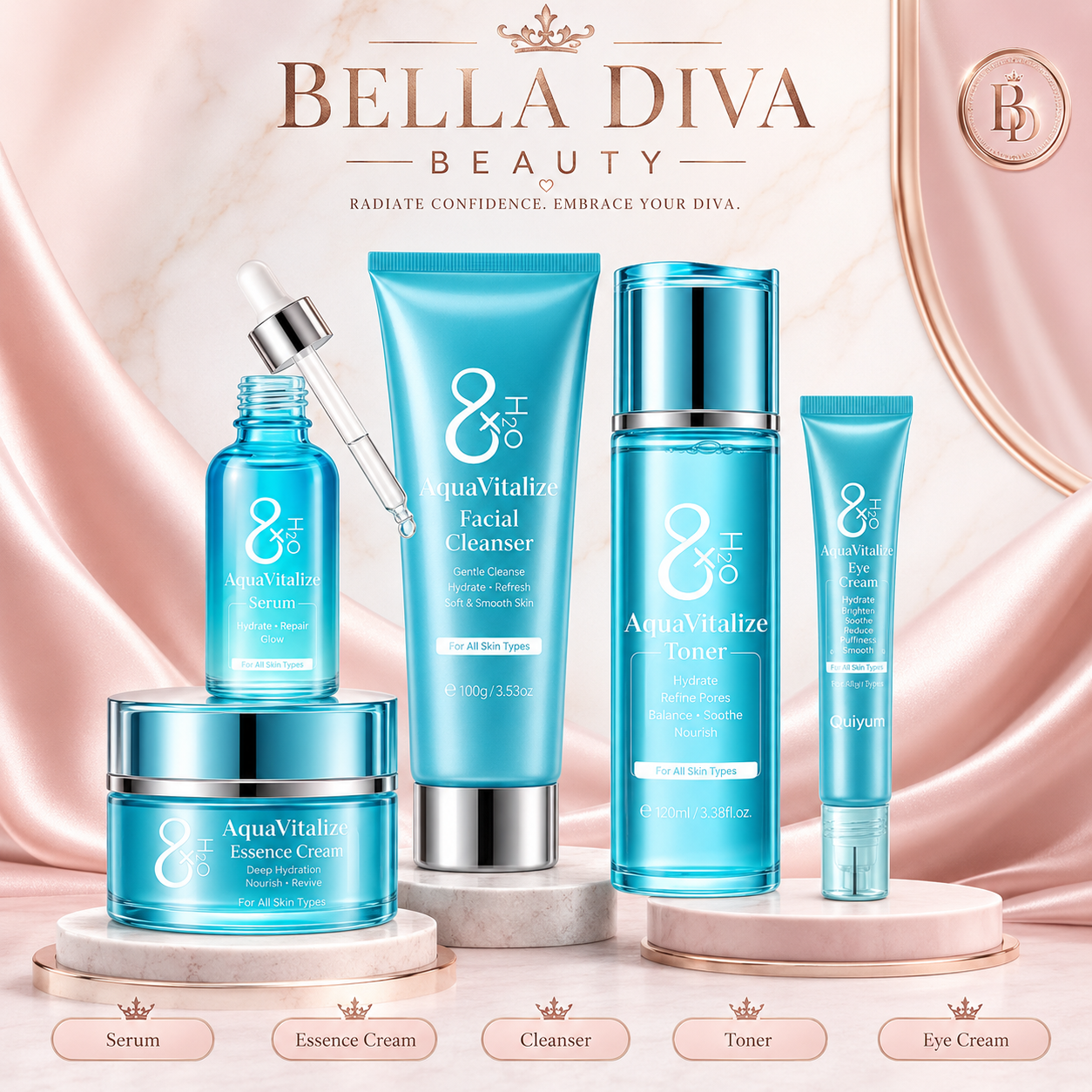 AquaVitalize 5-Piece Deep Hydration Set — Flood, Smooth, Glow.